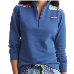 Vineyard Vines Christmas Holiday Blue  Pullover Sweater 1/4 Zip Medium